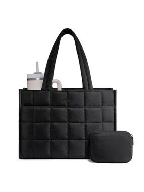 LOVEVOOK Puffer Tote Bag for Women 15.6 Inch Laptop Purse Work Handbag
